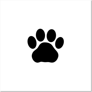 Cat paw print BLACK Posters and Art